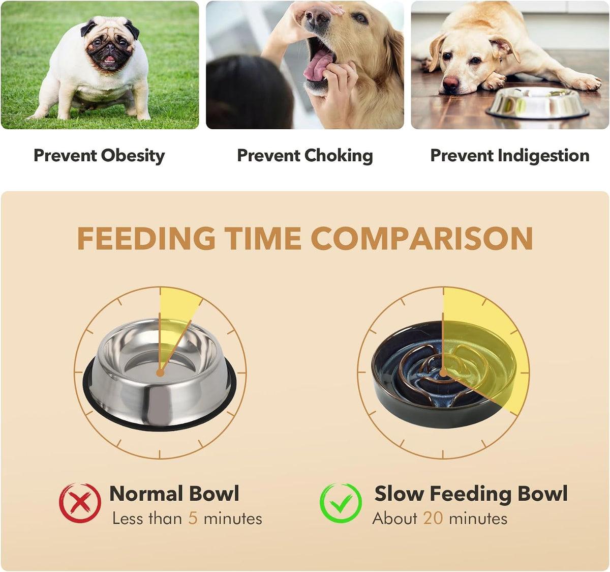 Havniva Ceramic Slow-Feeder Dog Bowl with Wood Stand – Starry Sky