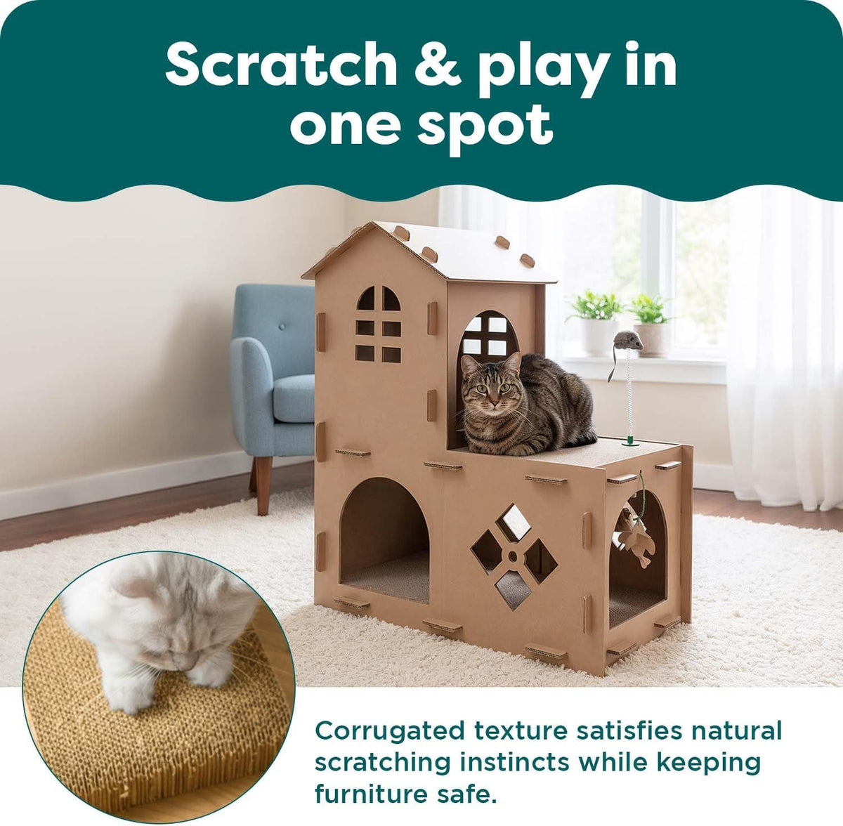 FurHaven Townhouse Multi-Level Cardboard Cat House