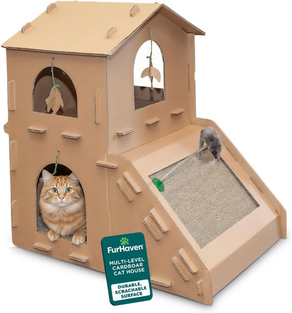 FurHaven Townhouse Multi-Level Cardboard Cat House