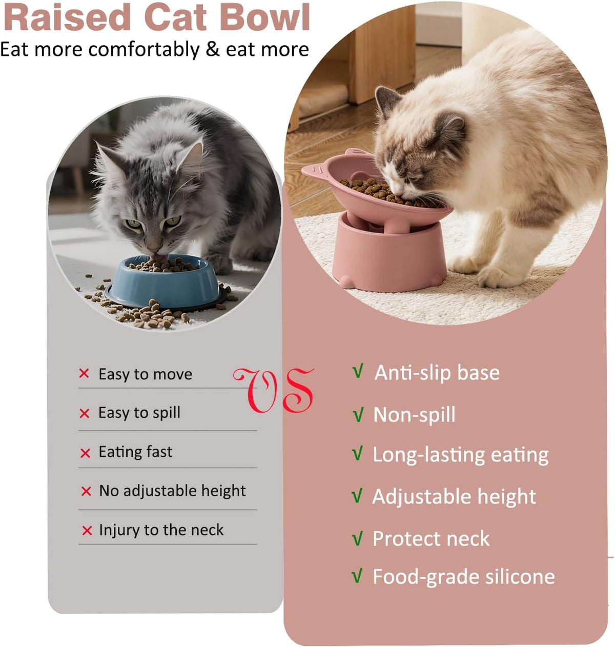 Raised Slow-Feeder Cat Bowl – Peachy Pink