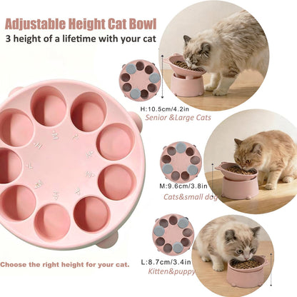 Raised Slow-Feeder Cat Bowl – Peachy Pink